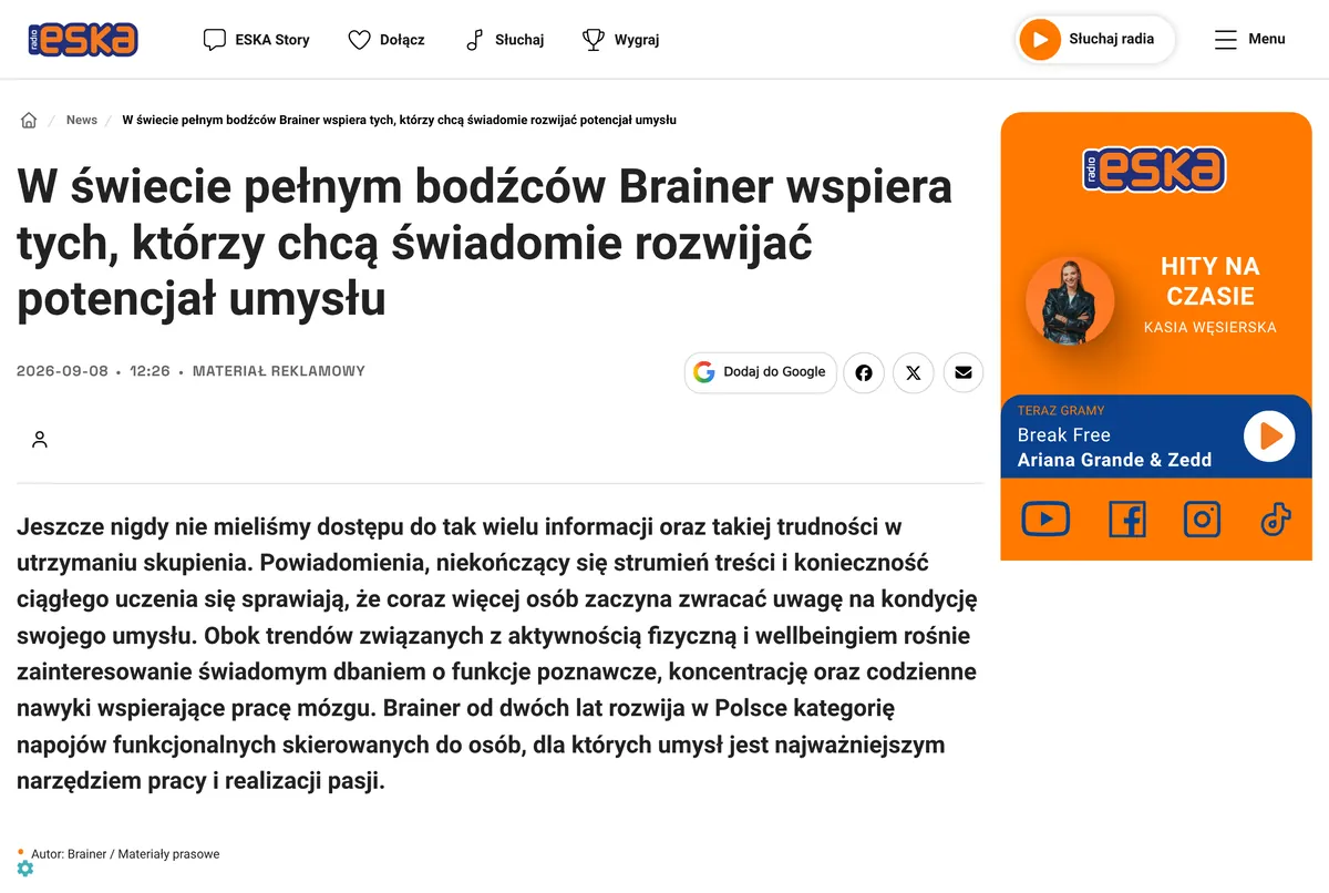 Artykuł w Esce o Brainerze i programie Brainer Venture